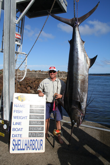 ANGLER: Craig Horst SPECIES: Blue Marlin WEIGHT: 143 Kg LURE: JB Lures, 13" Chopper - Magma(Black/Pink)
